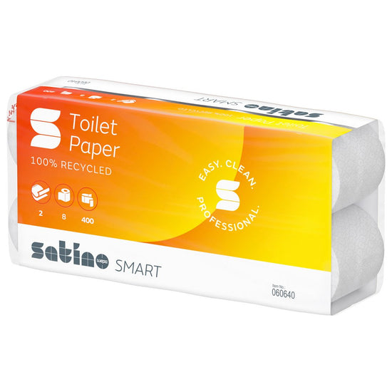 Satino toiletpapir - 44 m. 2-lags hvid genbrug, 48 ruller