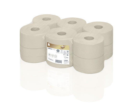 Satino PureSoft Jumbo toiletpapir rulle - 180m 2-lags, 12 ruller